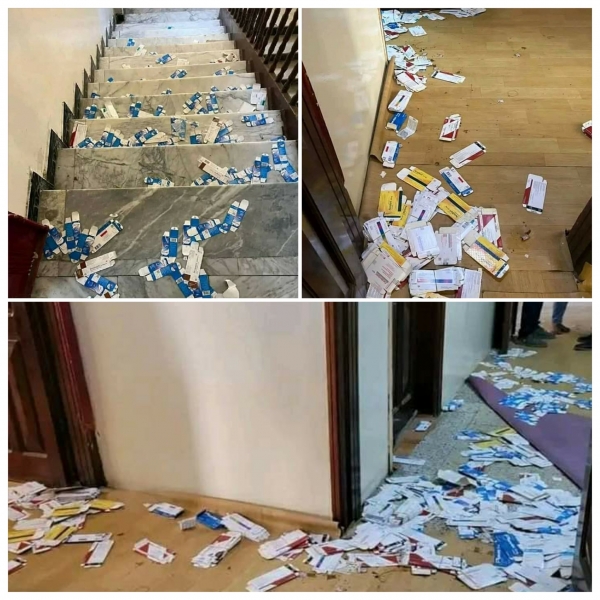 مسلحون يقتحمون مقر هيئة الأدوية في تعز وينهبون دواء مهرب