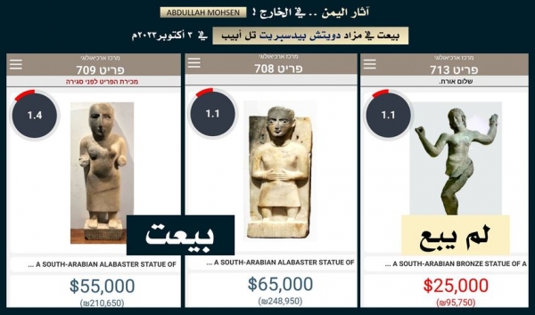 باحث: بيع تمثالين من آثار اليمن هما الأعلى سعرا في مزاد دويتش "إسرائيل"