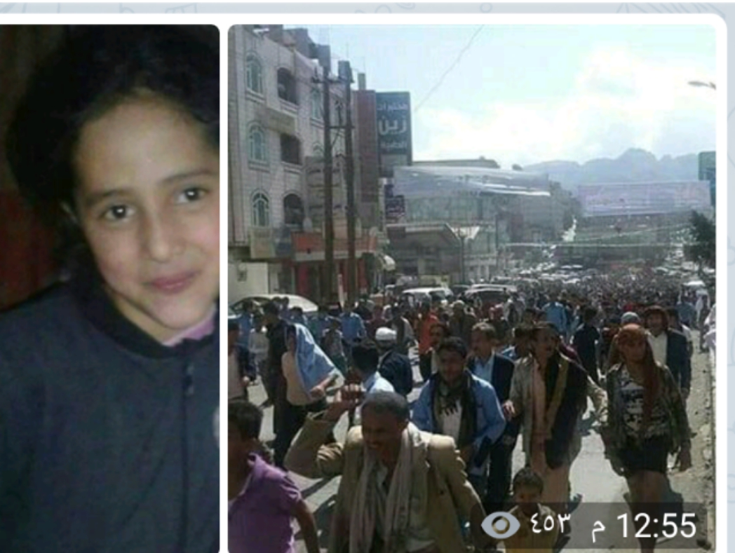  إب : تظاهرة غاضبة بجبلة تطالب بسرعة القصاص من قاتل الطفلة "آلاء الحميري"