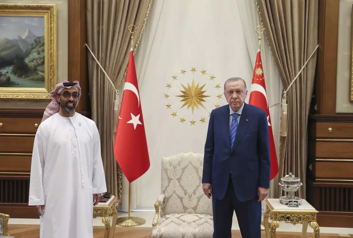تناقش الجانبان حول عدد من القضايا الإقليمية ذات الاهتمام المشترك .. : أردوغان يلتقي طحنون لبحث سبل تعزيز العلاقات الثنائية بين البلدين