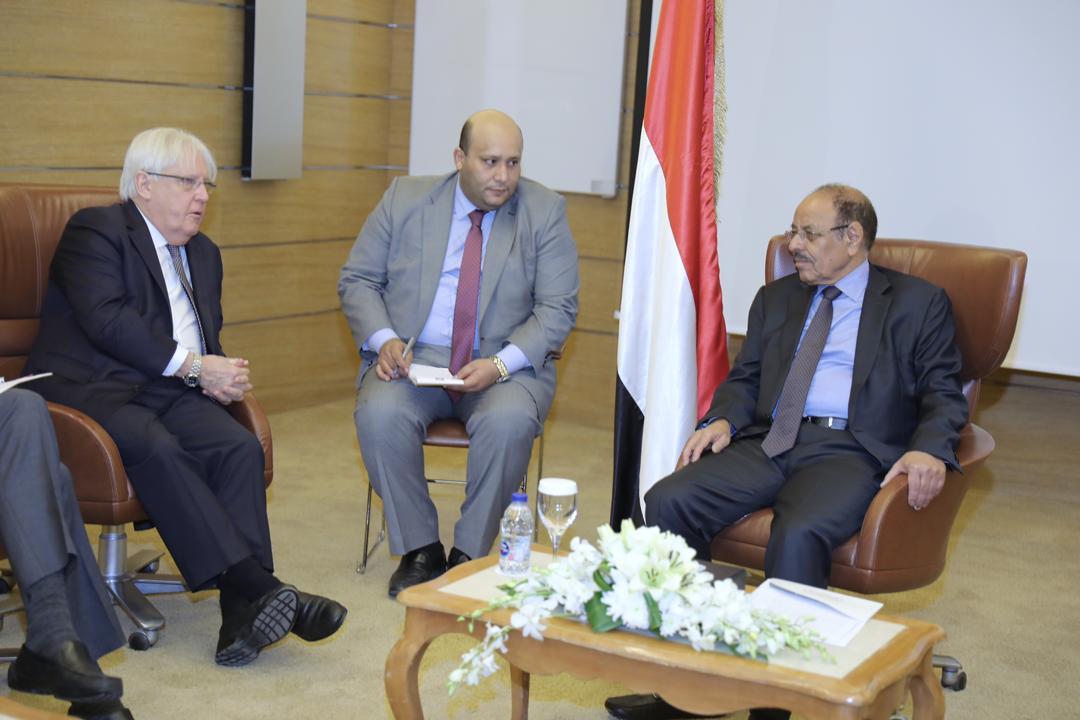 نائب رئيس الجمهورية يلتقي مبعوث الأمين العام للأمم المتحدة الى اليمن
