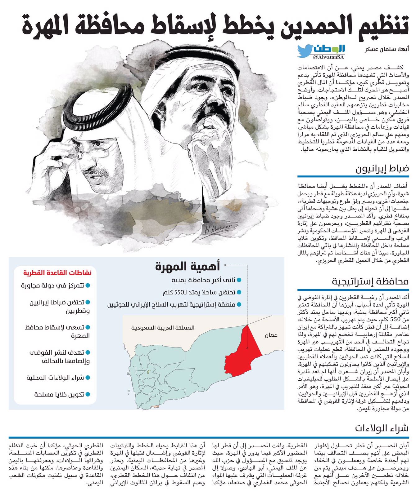 مخطط قطري لتفجير الاوضاع بالمهرة وتمويل عمليات تخريب